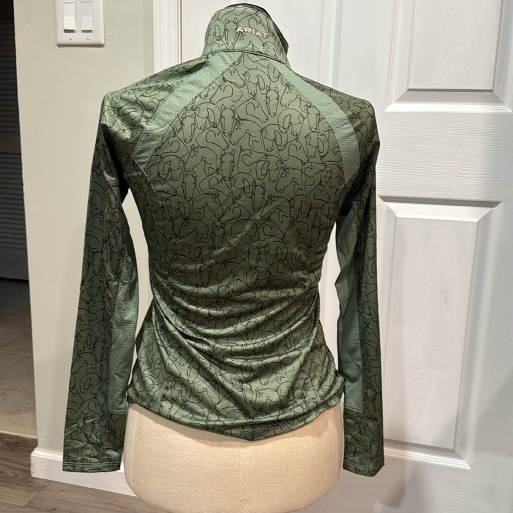 Ariat Women's Olive Green Quarter-Zip Performance Top - Picture 5 of 7